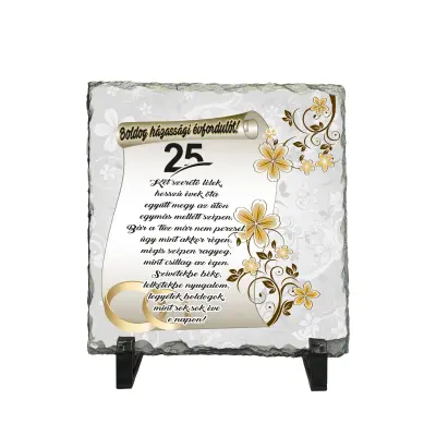 Boldog hazassagi evfordulot, piatra ardezie personalizata, cu mesaj model, pa104